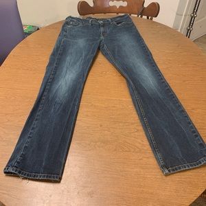 Levis 514 Men 33 x 32 Slim Straight Blue Jeans Dark Wash Stretch Cotton Denim